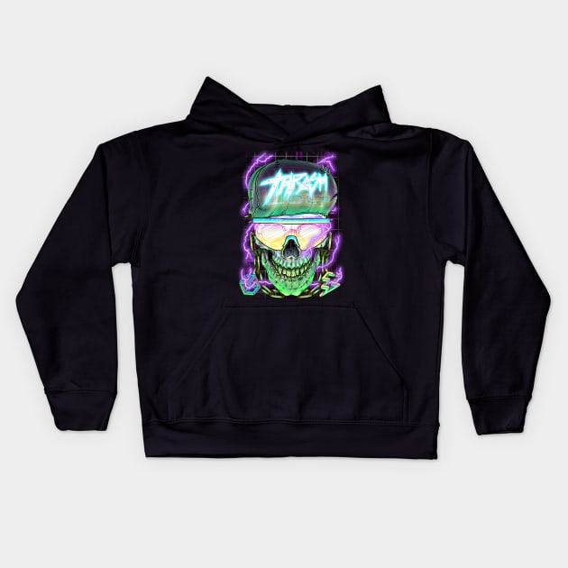 Electro Thrash Skull Kids Hoodie by thrashwolf